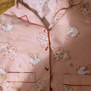 Girl's size 8 pajamas set pink shirt sleeve button up